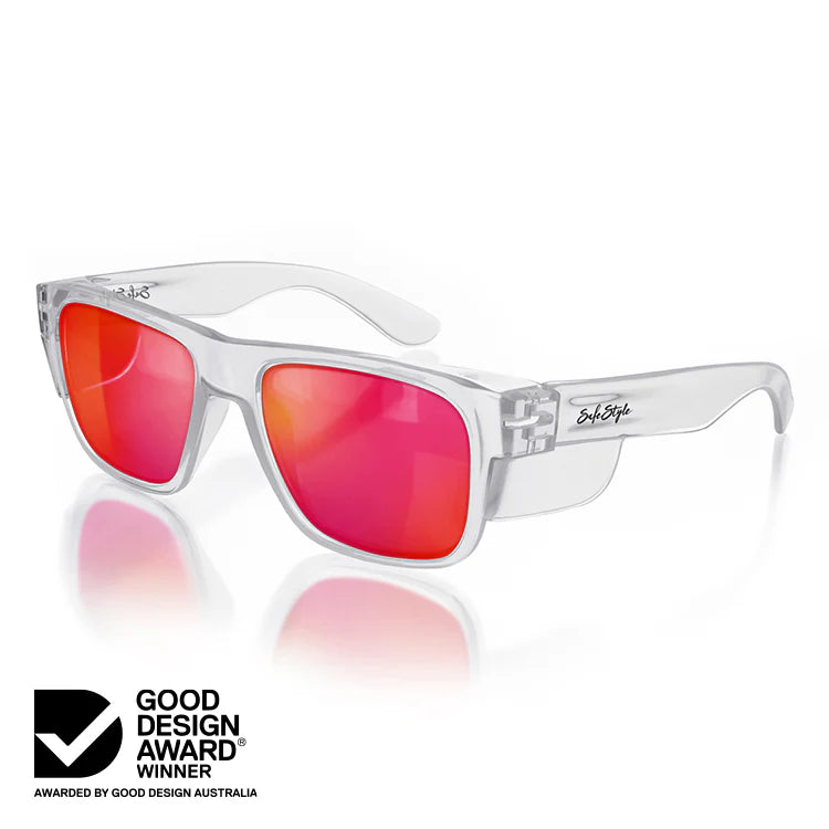Safe Style Fusions Clear Frame/Mirror Red Polarised UV400 FCRP100