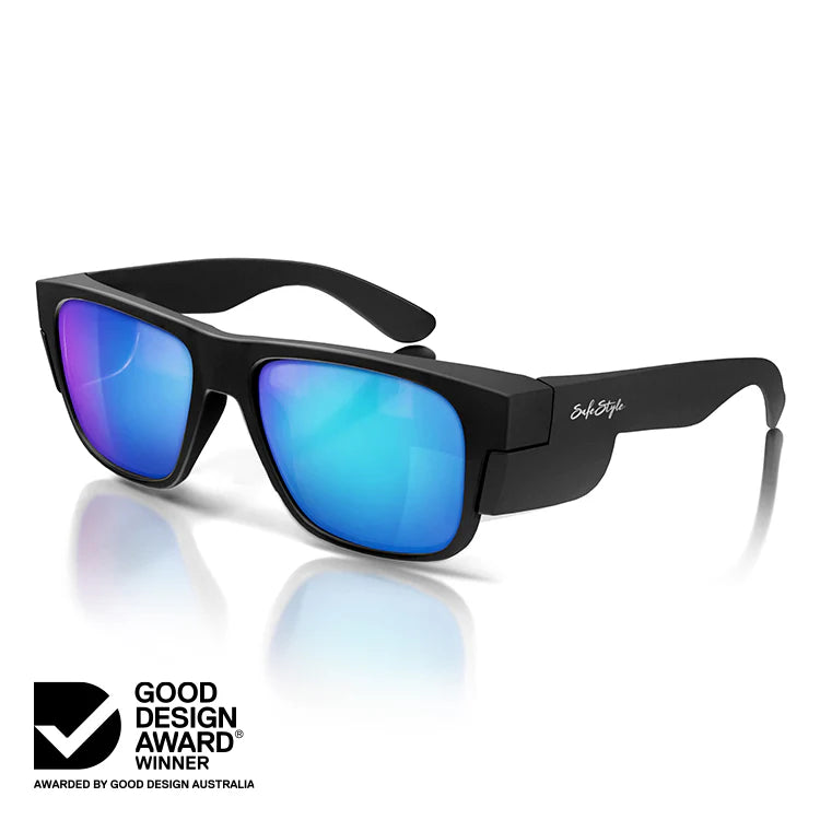 Safe Style Fusions Matte Black Frame/Mirror Blue Polarised UV400 FMBBP100