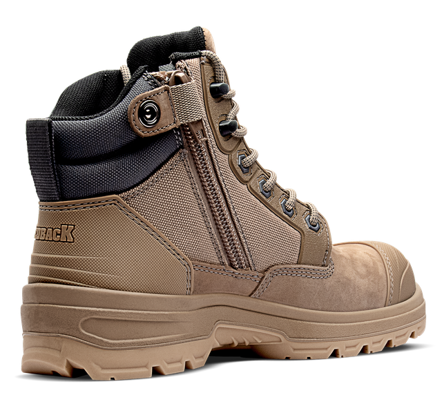 Redback LYNX Zip/Lace Safety composite boot -Stone Nubuck