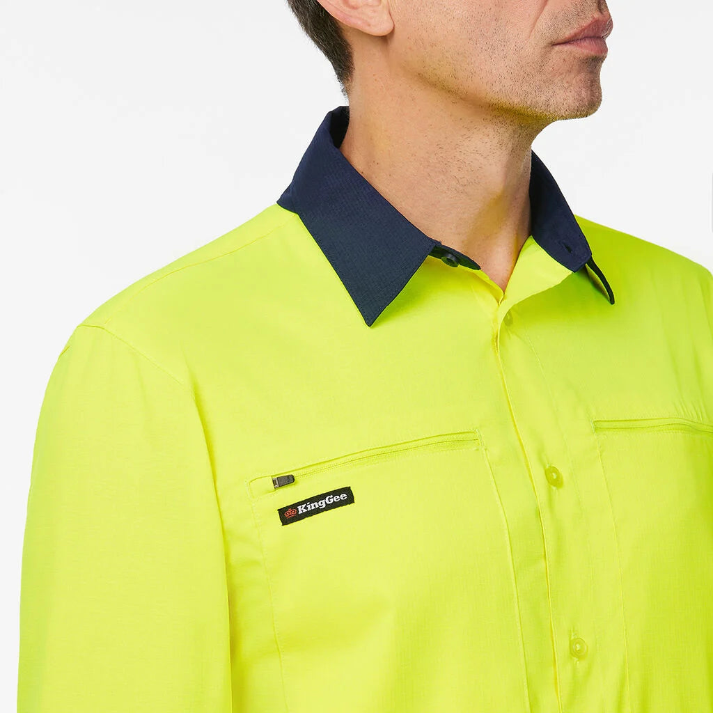 King Gee Drycool Hi Vis Spliced L/S Shirt - K54036
