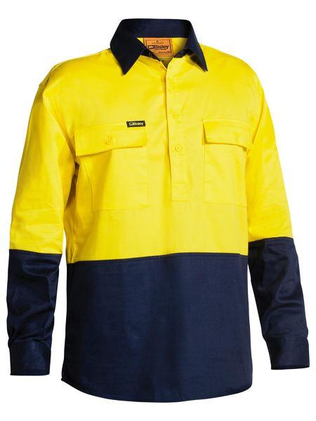 BISLEY BSC6267 HIVIS CLOSED FRONT DRILL SHIRT
