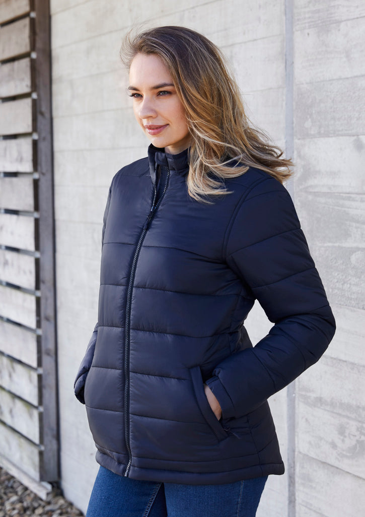 Navy puffa jacket best sale ladies