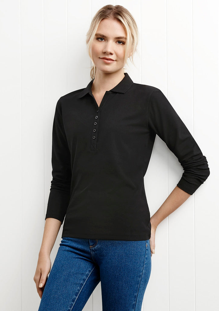 Biz Ladies Crew L/S Polo - P400LL