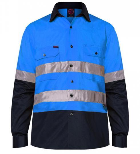 RITEMATE RM1050R HIVIS COTTON DRILL SHIRT TAPED