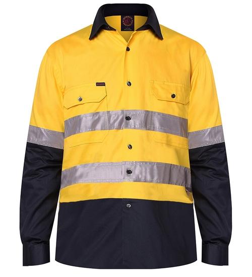 RITEMATE RM1050R HIVIS COTTON DRILL SHIRT TAPED