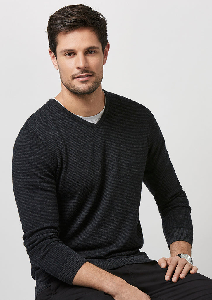 Biz Mens Merino Wool-Rich Pullover