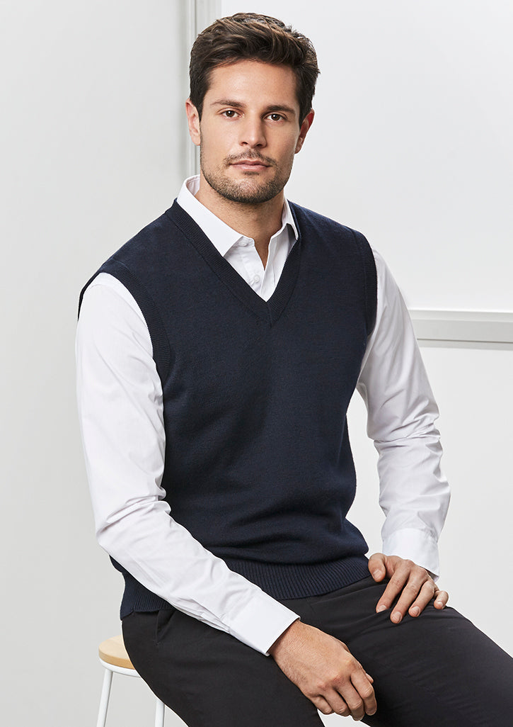 Biz Mens V-Neck Wool-Mix Vest